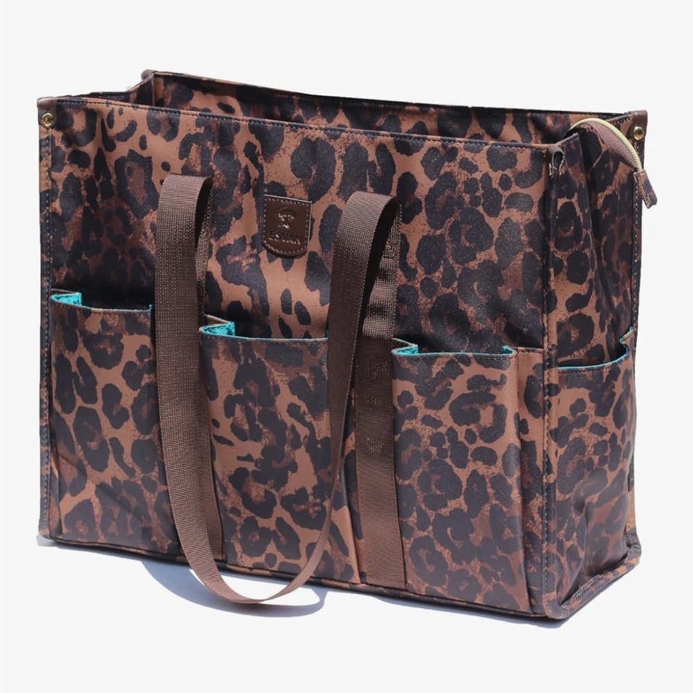 Leopard Print Utility Tote Bag in Brown